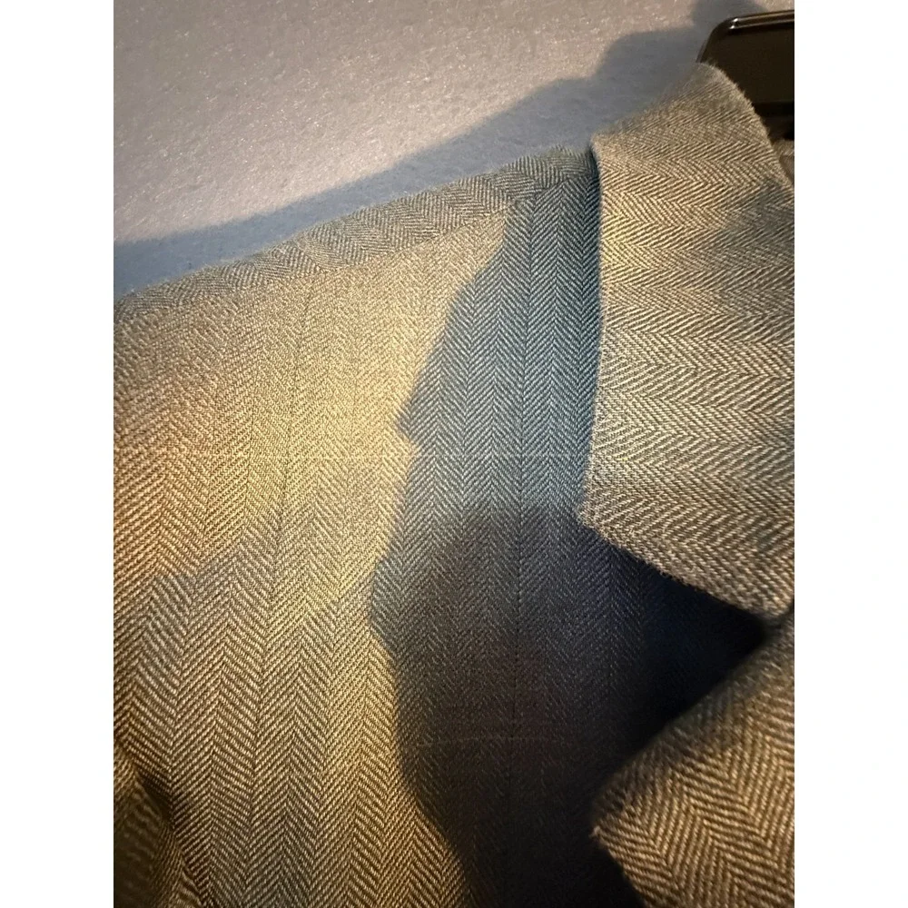 Stafford Executive Blazer Men's 48L Khaki Silk Sport Coat Herringbone Casual Vtg